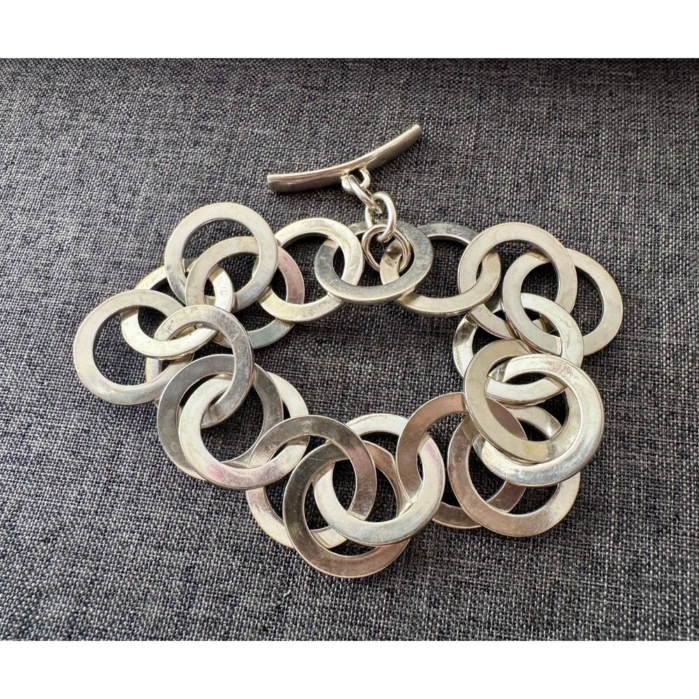 Retired SILPADA 925 Sterling Silver Interlocking Circles Heavy Bracelet 8"